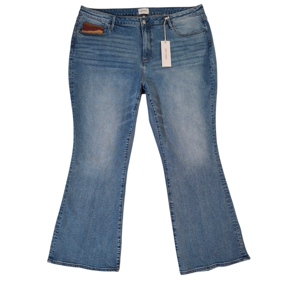 Driftwood Wyatt Flare Jeans Womens 24W Desert Cactus Embroidery Blue Denim NWT